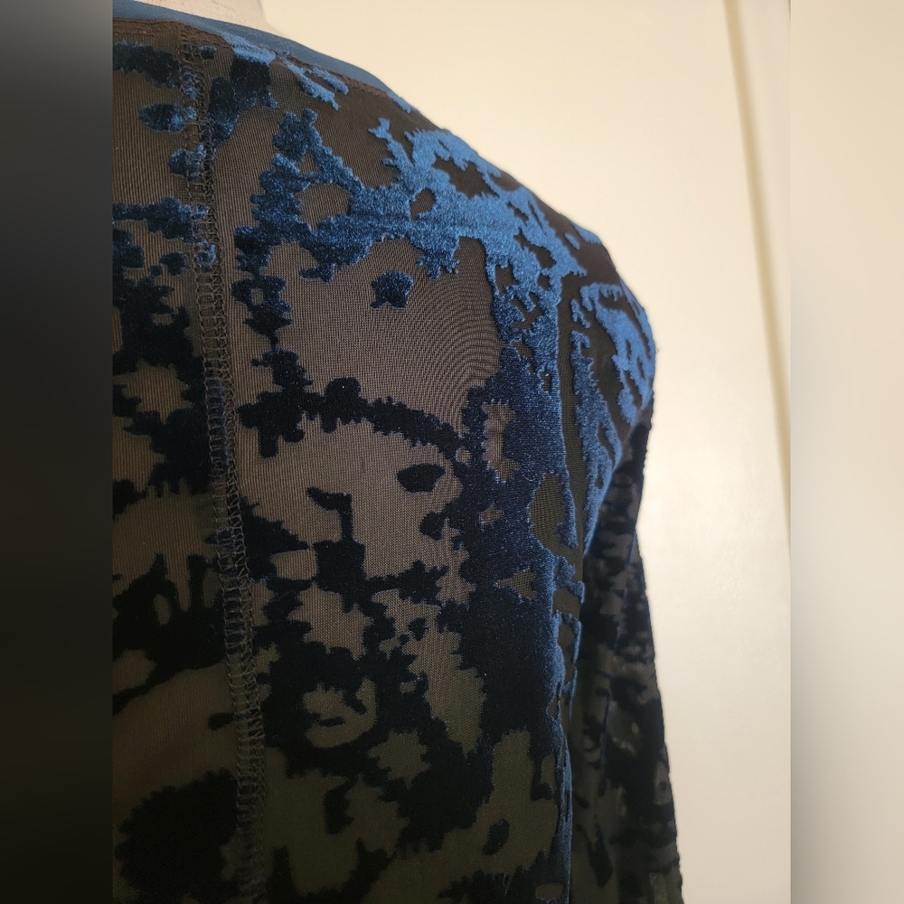 NWOT Simply Vera Vera Wang S Velvet Black to blue Long Sleeve Blouse - Picture 9 of 15